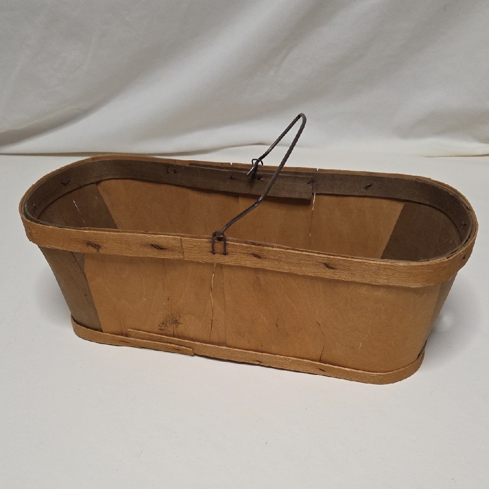 Vintage Rustic Brown Wooden Basket